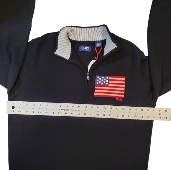 Men's Chaps American Flag Quarter Zip Patriotic Sweater Size Large - Picture 5 of 9